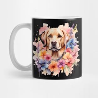 A labrador retriever decorated with beautiful watercolor flowers Mug